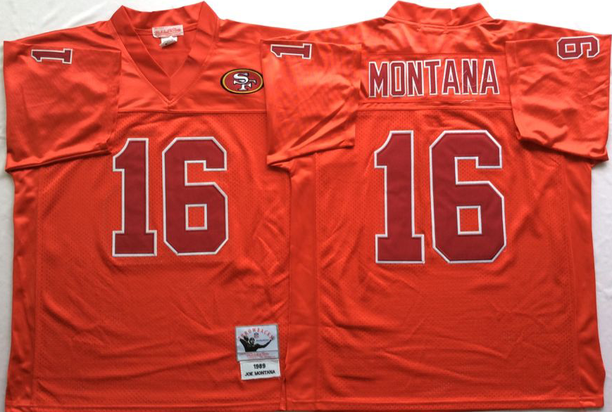 Men NFL San Francisco 49ers 16 Montana red Mitchell Ness jersey